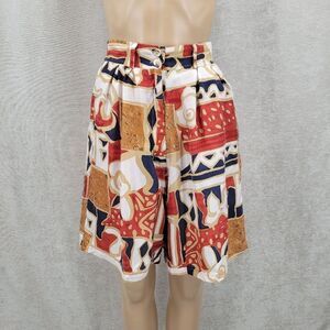 Marnie West Silk Vintage Boho Tribal Tropical Boho Patterned Shorts Women's